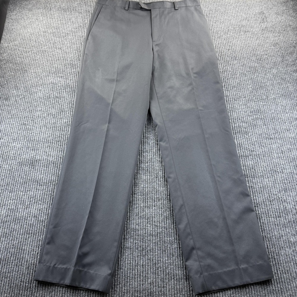 Claiborne Pants Mens‎ 32x32* Gray Dress Slacks Polyester Flat Front Trousers